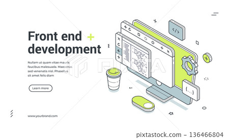 Front End Development For Web Design And Programming Isometric Banner Vector Illustration Front End Development For Web Design And Programming Isometric Banner Vector Illustration 136466804