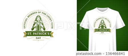 St Patricks Day Lucky Club Member Girl T-Shirt Vector Illustration Template St Patricks Day Lucky Club Member Girl T-Shirt Vector Illustration Template 136466841