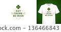 St Patricks Day T-Shirt Print Design Vector Illustration Template With Clover 136466843