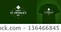 St Patricks Day Typographic T-Shirt Print Vector Illustration Template With Shamrock 136466845
