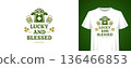 St. Patrick's Day Lucky Blessed T-Shirt Print Vector Illustration Template Design 136466853