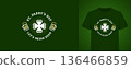 St Paddy's Day Beer Clover T-shirt Print Vector Illustration Template 136466859