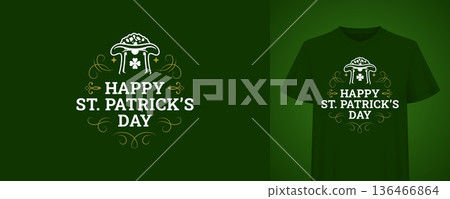 Happy St Patricks Day Leprechaun Hat T-shirt Print Vector Illustration Template Happy St Patricks Day Leprechaun Hat T-shirt Print Vector Illustration Template 136466864