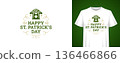 Happy St Patricks Day Leprechaun Hat T-shirt Print Vector Illustration Template 136466866