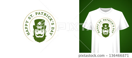 St Patricks Day Leprechaun Man T-shirt Print Vector Illustration Template St Patricks Day Leprechaun Man T-shirt Print Vector Illustration Template 136466871