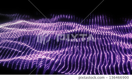 Shimmering purple particles create smooth flowing digital waves with a futuristic glowing aesthetic Shimmering purple particles create smooth flowing digital waves with a futuristic glowing aesthetic 136466900