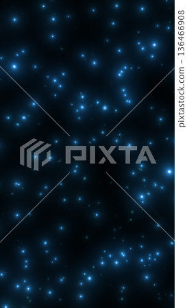 Deep blue starfield with glowing points of light in space on black background 136466908