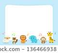 Simple blue frame with cute animals and musical notes 136466938