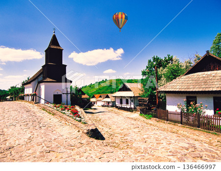 Beautiful scenery of the ancient village of Hollokö, a World Heritage Site Beautiful scenery of the ancient village of Hollokö, a World Heritage Site 136466997