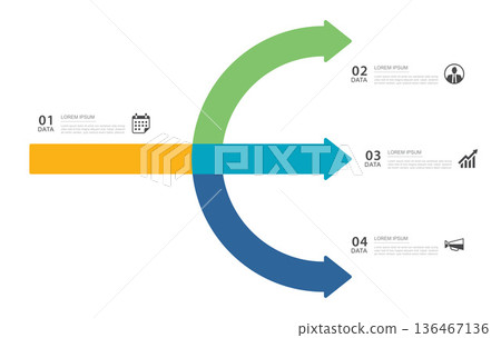 Business strategy options with 3 path selection. 136467136