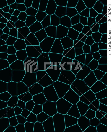 Cyan Neon Voronoi Geometric Pattern - Abstract Polygonal Mesh Background on Black Cyan Neon Voronoi Geometric Pattern - Abstract Polygonal Mesh Background on Black 136467486