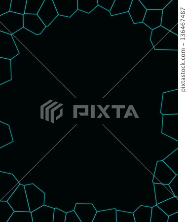 Futuristic Cyan Polygonal Mesh Poster Background with Space for Text 136467487