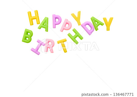 Colorful festive Happy Birthday holiday sign on white Colorful festive Happy Birthday holiday sign on white 136467771