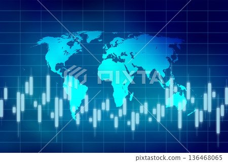 World map na financial data chart 136468065