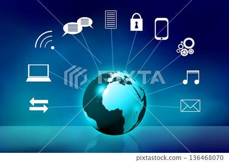 World map and icons - social media concept 136468070