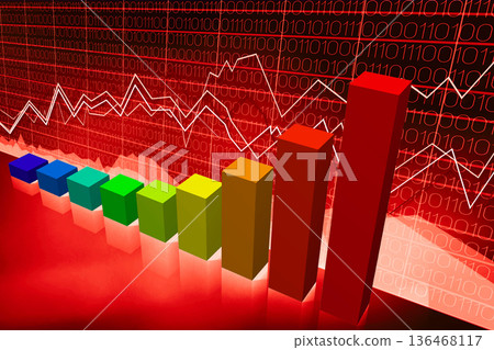 Colorful growth bar chart - financial data concept 136468117