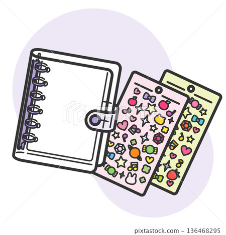 透明活頁夾和貼紙，用於製作貼紙書 136468295