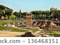 ROMA, ITALY, APRIL 7, 2016 :  Circus Maximus and ruins of Palatine hill, in Rome, Italy. Every year more than 40 million tourists visit Rome 136468351
