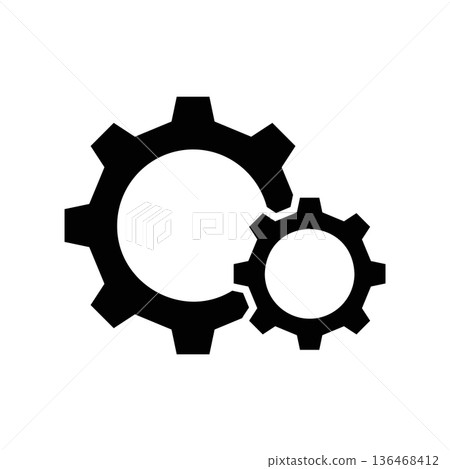 Simple black vector icon with a theme gear Simple black vector icon with a theme gear 136468412