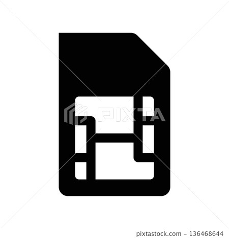Simple black vector icon with a theme SIM card 136468644