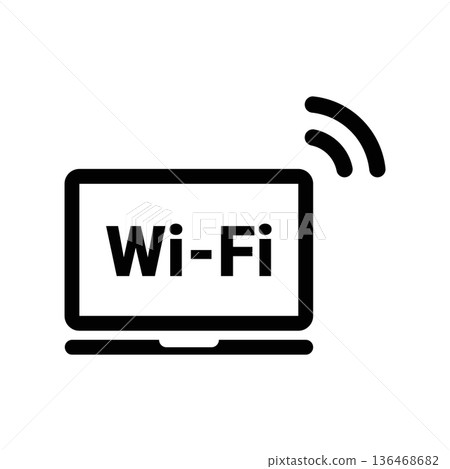 Simple black vector icon with a theme laptop Simple black vector icon with a theme laptop 136468682