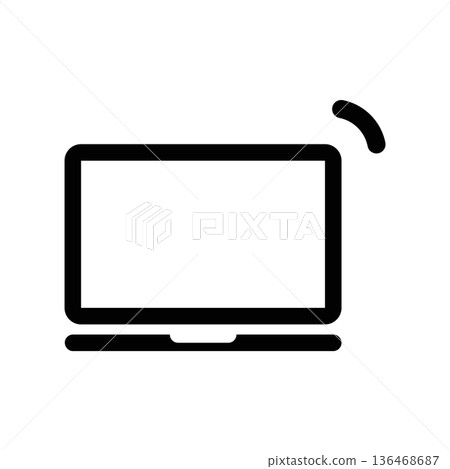 Simple black vector icon with a theme laptop 136468687