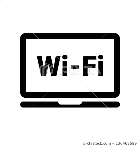 Simple black vector icon with a theme laptop 136468689