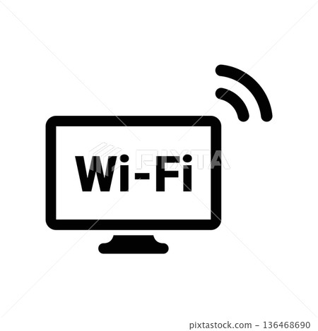 Simple black vector icon with a theme monitor 136468690