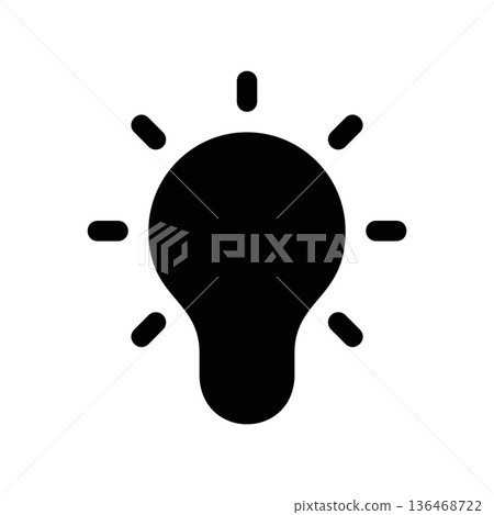 Simple black vector icon with a theme bulb Simple black vector icon with a theme bulb 136468722