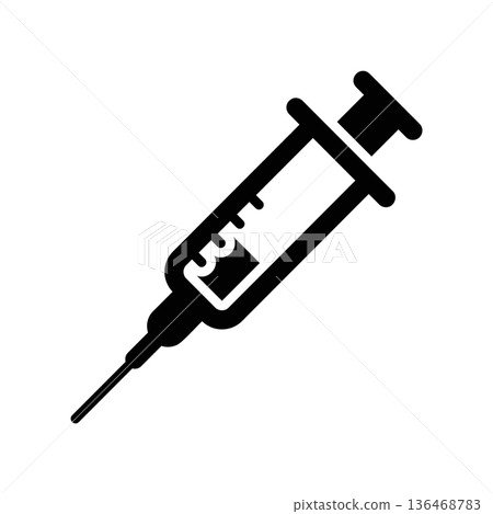 Simple black vector icon with a theme syringe Simple black vector icon with a theme syringe 136468783