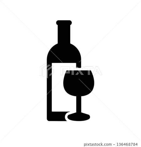Simple black vector icon with a theme wine 136468784