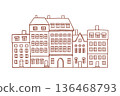 Scandinavian Denmark street illustration 136468793