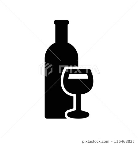 Simple black vector icon with a theme wine Simple black vector icon with a theme wine 136468825