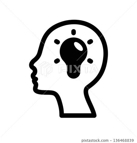 Simple black vector icon with a theme head 136468839