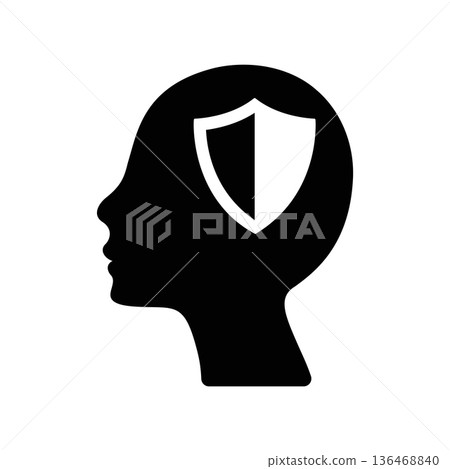 Simple black vector icon with a theme head Simple black vector icon with a theme head 136468840