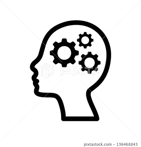 Simple black vector icon with a theme head Simple black vector icon with a theme head 136468843