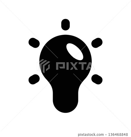 Simple black vector icon with a theme bulb Simple black vector icon with a theme bulb 136468848