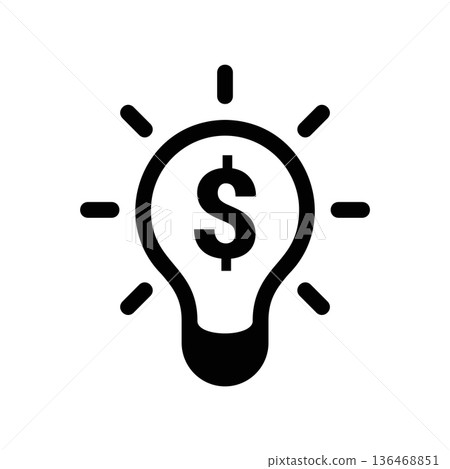 Simple black vector icon with a theme bulb 136468851