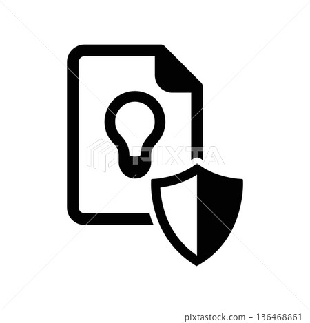 Simple black vector icon with a theme intellectual property protection 136468861