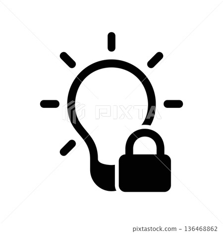 Simple black vector icon with a theme bulb 136468862