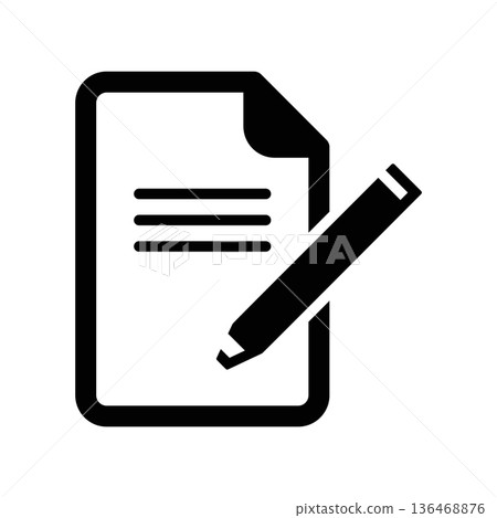 Simple black vector icon with a theme document Simple black vector icon with a theme document 136468876