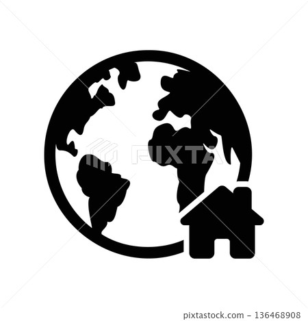 Simple black vector icon with a theme Earth 136468908