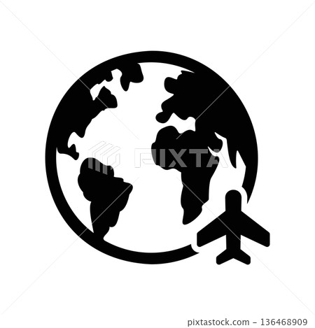 Simple black vector icon with a theme Earth 136468909