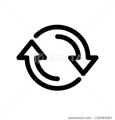 Rotation Icon, Repeating Arrows line graphic illustrating 136468963