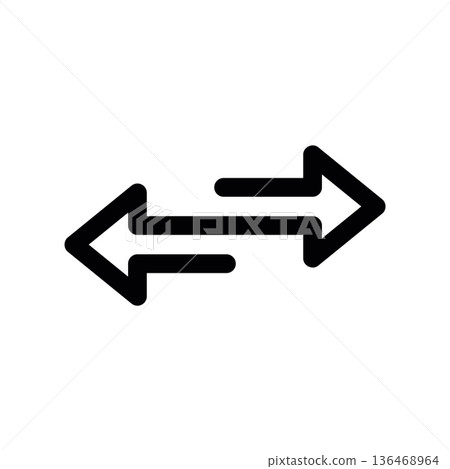Opposite Direction Arrows line graphic illustrating 136468964