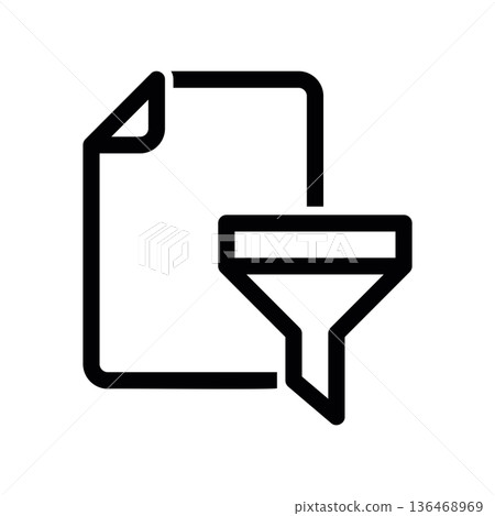 Filtered Document Icon, Isolated line graphic illustrating Filtered Document Icon, Isolated line graphic illustrating 136468969