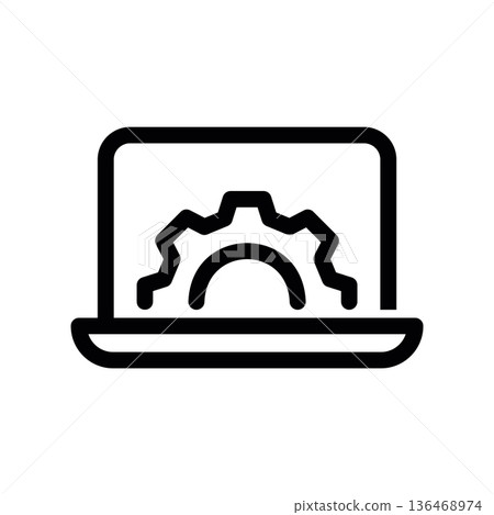 Notebook with Cogwheel, Isolated line graphic illustrating Notebook with Cogwheel, Isolated line graphic illustrating 136468974