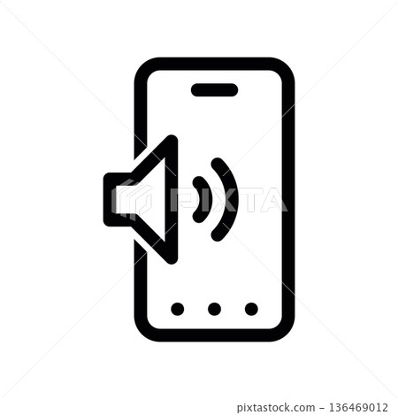 Audio on phone, volume symbol Audio on phone, volume symbol 136469012