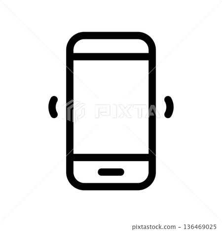 Smartphone vibration mode icon line graphic illustrating 136469025