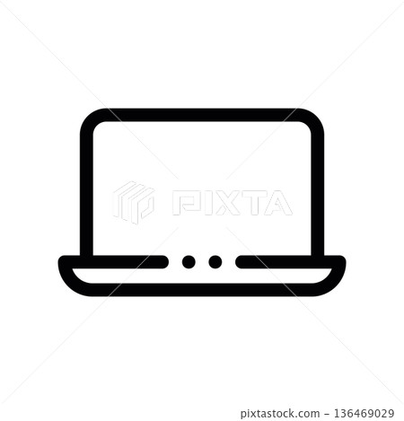 Laptop pictogram, black and white 136469029